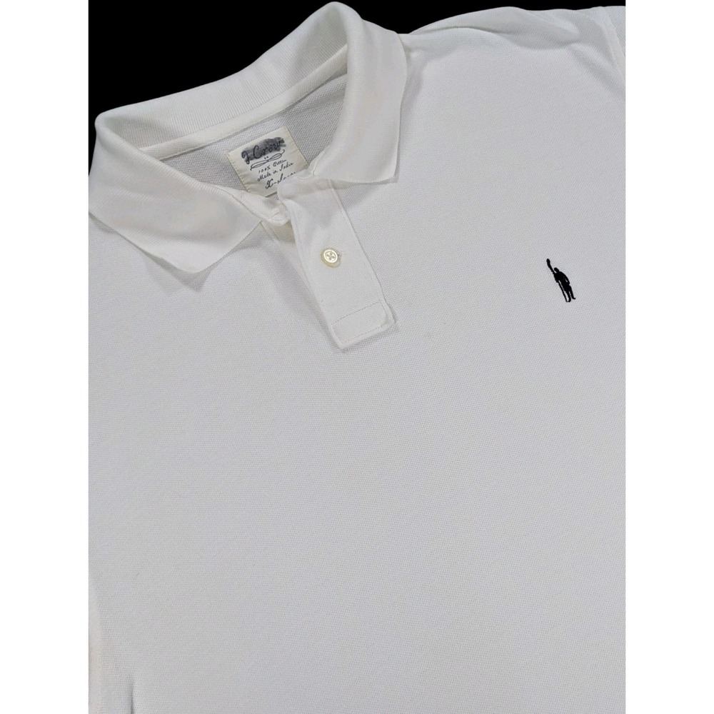 J Crew Oarsman Polo Shirt Mens White Cotton Pique Short Sleeve Logo XL